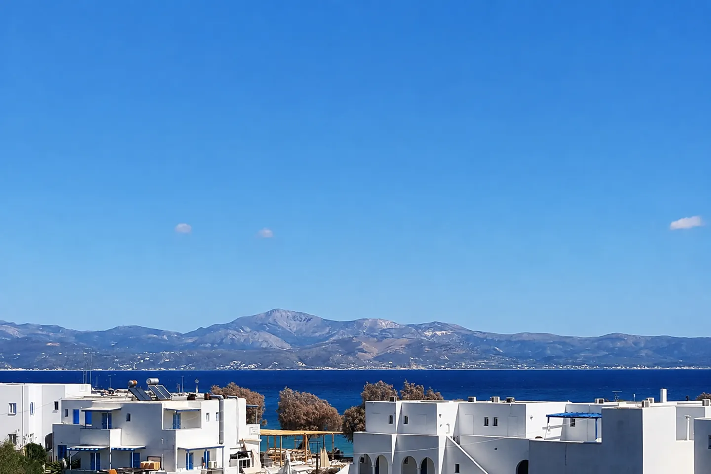 Whitewashed houses overlooking the Aegean